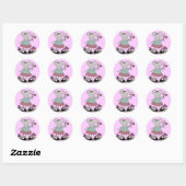 Sticker Rond Souris grise en Jardin Fleur T-shirts et cadeaux (Feuille)