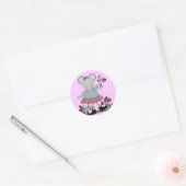 Sticker Rond Souris grise en Jardin Fleur T-shirts et cadeaux (Enveloppe)