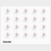 Sticker Rond Souris Joyeuse (Feuille)