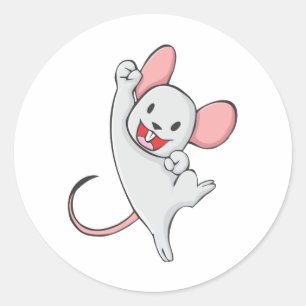 Sticker Rond Souris Joyeuse