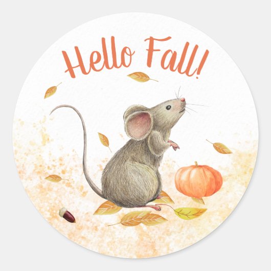 Sticker Rond Souris Mignonne Automne (Devant)