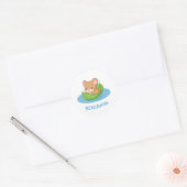 Sticker Rond Souris mignonne dans un bateau en feuille personna (Enveloppe)