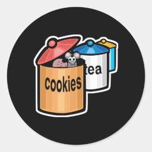Sticker Rond souris mignonne dans un bocal à biscuits