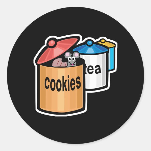 Sticker Rond souris mignonne dans un bocal à biscuits (Devant)