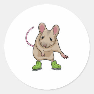 Sticker Rond Souris Patinage sur glace Patins sur glace