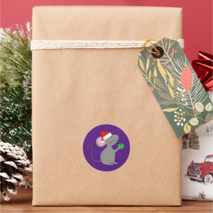 Sticker Rond Souris père Noël
