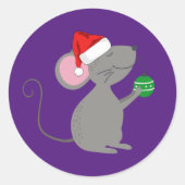 Sticker Rond Souris père Noël (Devant)