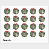 Sticker Rond Souris sous un champignon (Feuille)