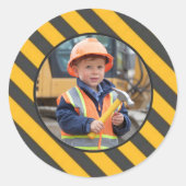Sticker Rond Sous Construction Boy's Birthday Bash (Devant)