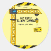 Sticker Rond Sous Construction Tower Cranes Baby shower (Devant)