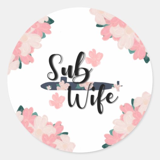 Sticker Rond sous-femme floral sous-marin mignon (Devant)