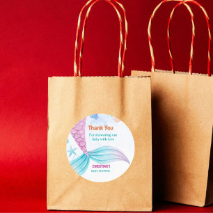 Sticker Rond Sous la fête du Baby shower de la sirène de mer