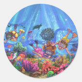 Sticker Rond Sous la mer (Devant)