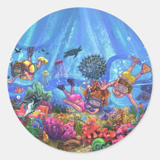 Sticker Rond Sous la mer (Devant)