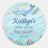 Sticker Rond Sous la mer | Baby shower à thème océanique (Devant)