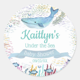 Sticker Rond Sous la mer   Baby shower à thème océanique