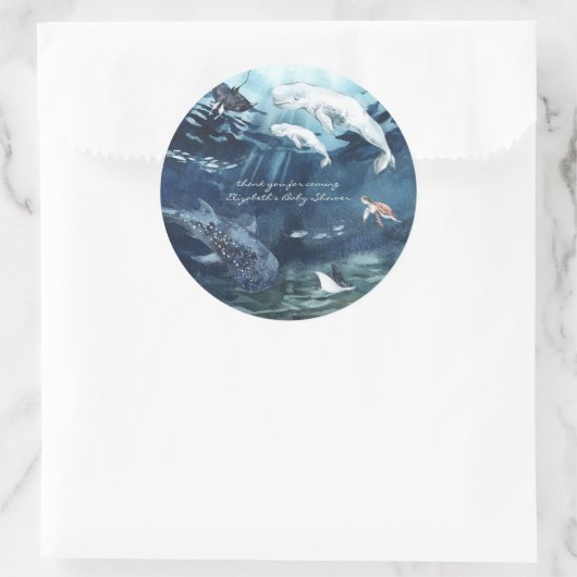 Sticker Rond Sous la mer | Baby shower océanique (Sac)