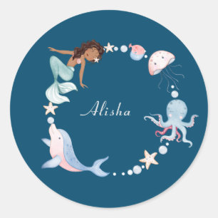 Sticker Rond Sous la mer coutume bleue