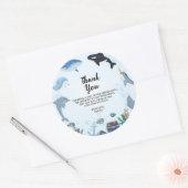 Sticker Rond Sous la mer Dauphin Requin Baleines Anniversaire (Enveloppe)