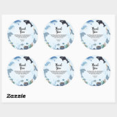 Sticker Rond Sous la mer Dauphin Requin Baleines Anniversaire (Feuille)