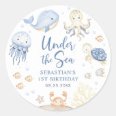 Sticker Rond Sous la mer Ocean Animals Anniversaire (Devant)