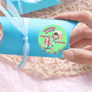 Sticker Rond Sous la mer Photo de fille de sirène magique