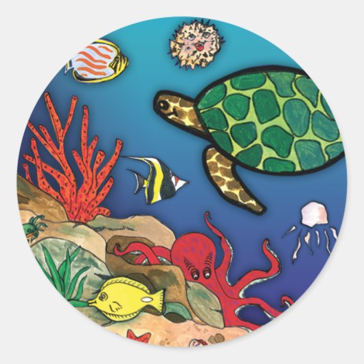Sticker Rond Sous la mer - Vie océanique (Devant)
