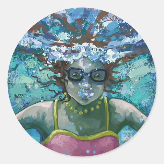 Sticker Rond Sous la nage aquatique (Devant)