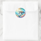 Sticker Rond Sous la tortue de mer (Sac)