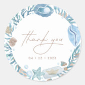 Sticker Rond Sous l'aquarelle marine Merci nautique Favor (Devant)