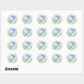Sticker Rond Sous l'Autocollant Baby shower de requin marin (Feuille)