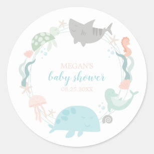 Sticker Rond Sous Le Baby shower Marin