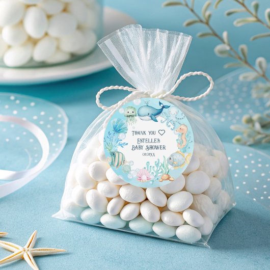 Sticker Rond Sous le Baby shower marin