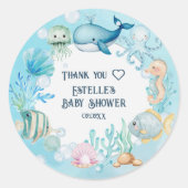 Sticker Rond Sous le Baby shower marin (Devant)