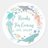 Sticker Rond Sous le Merci d'anniversaire de la mer (Devant)