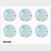Sticker Rond Sous le Merci du Baby shower d'aquarelle de la mer (Feuille)