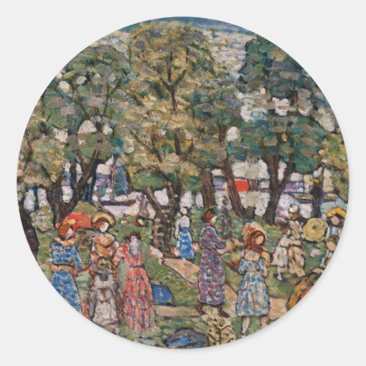 Sticker Rond Sous les arbres de Maurice Prendergast, Art (Devant)