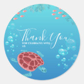 Sticker Rond Sous les créatures de la mer (Devant)