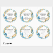 Sticker Rond Sous l'océan Bleu Or Merci Faveur (Feuille)