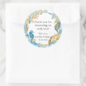 Sticker Rond Sous l'océan Bleu Or Merci Faveur (Sac)