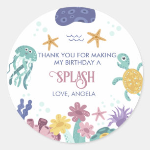 Sticker Rond Sous l'océan Fête d'anniversaire pour enfants Thèm