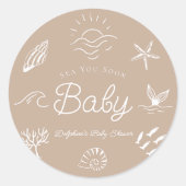 Sticker Rond Sous l'océan Vous Bientôt Fête de Naissance Bébé B (Devant)