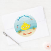 Sticker Rond Sous-marin jaune profond (Enveloppe)