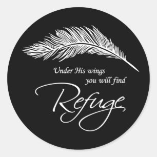 Sticker Rond Sous Ses Ailes Vous Trouverez Refuge
