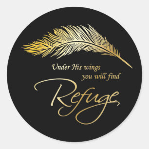 Sticker Rond Sous Ses Ailes Vous Trouverez Refuge