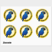 Sticker Rond Soutenez Hyacinth Macaw Conservation (Feuille)