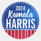 Sticker Rond Soutenez Kamala Harris 2024 Progrès et unité (Devant)