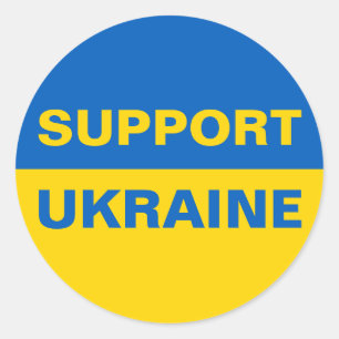 Sticker Rond Soutenez le drapeau ukrainien
