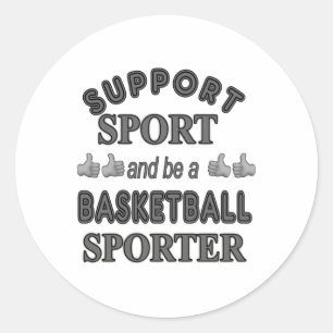 Sticker Rond Soutenez Le Sport Et Soyez Un Porteur De Basket 1