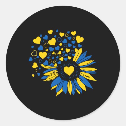 Sticker Rond Soutenez L'Ukraine Drapeau Ukrainien (Devant)